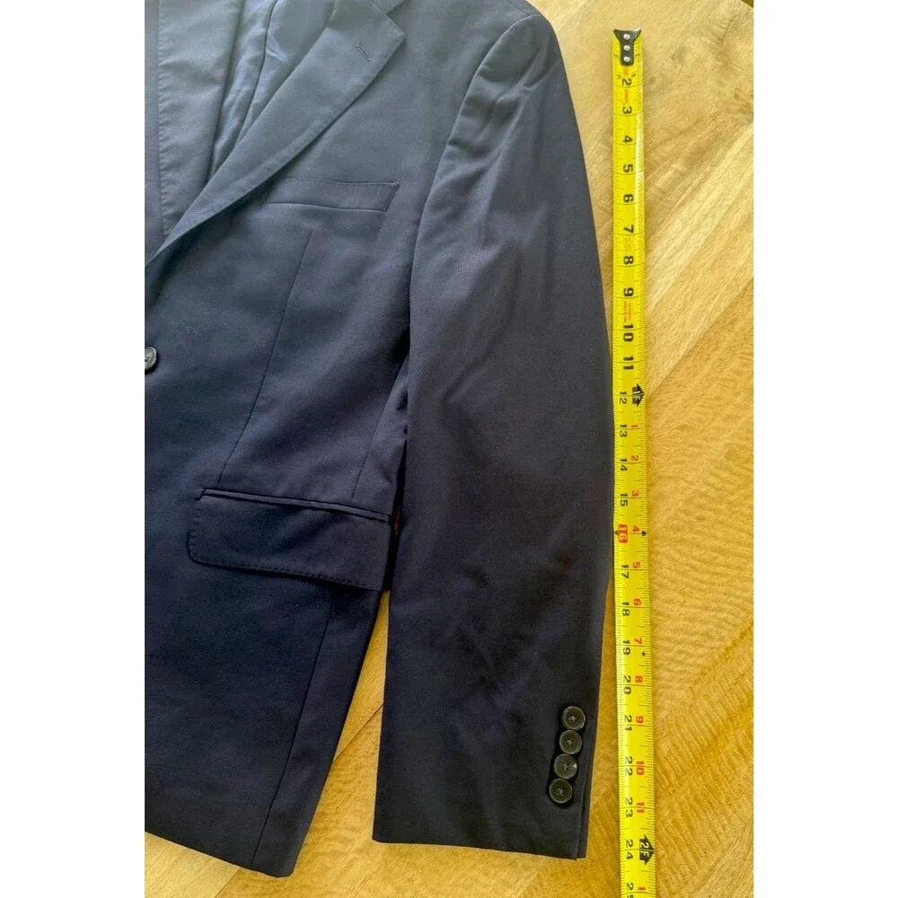 Hugo Boss Navy Wool Blazer Men 36S REDA Super-100 2 Button Classic Preppy GUC